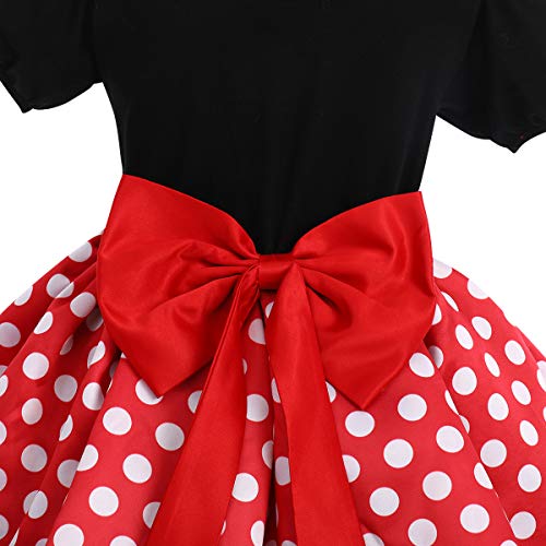 Princesa Disfraz de Minnie para Bebé Niña Navidad de los Lunares del Vestido del Tutú de Tul Cumpleaños Fantasía Infantiles Vestido Carnaval Bautizo Ballet Baile con Diadema Rojo + Negro 02 2-3 Años