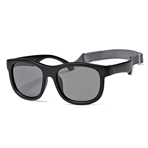 Pro Acme Gafas de sol polarizadas irrompibles para bebés flexibles con correa de silicona suave marco de 0-24 meses, A4 - Marco negro | Lente gris, Small