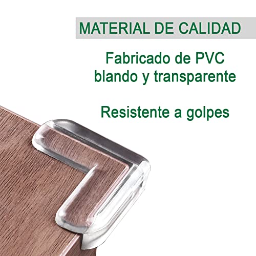 Protector Esquinas Adhesivo para bebe,Seguridad para bebés y Niños, Antigolpes Transparente para Mesa y Muebles, 12 uds PVC, Gran Fijación, Material de Calidad, Resistente a golpes, 4 cm. x 4 cm.