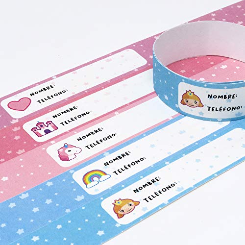 Pulsera Identificativa Para Niños Personalizable. Resistente al Agua. 5 Unidades. (Fantasy)