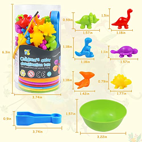 Purphy Dinosaurios Juguetes 2 3 4 5 Años, Juguete Educativo Juego de Combinación de Colores & Clasificación Motricidad Fina Juegos Niños 3-5 Años Regalo Bebe de Cumpleaños Pascua Navidad