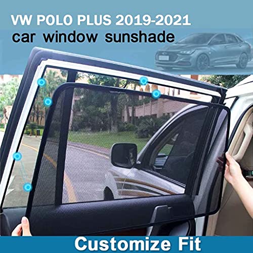 QCYP Parasol De Coche Adecuado para Volkswagen VW Polo Plus 2019 2020 2021 Cortinas de Malla termoaislante De Sombra