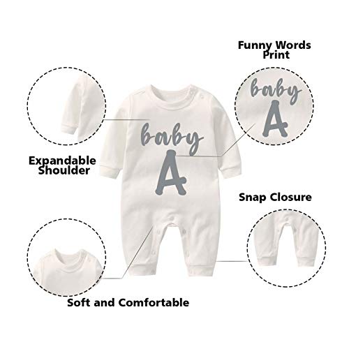 QIANWANYI Trillizos De Bebé Mameluco Mono Ropa Linda Letra Divertida Conjunto De Gemelas Infantiles Lindo Sombrero, Blanco, 0-3 meses