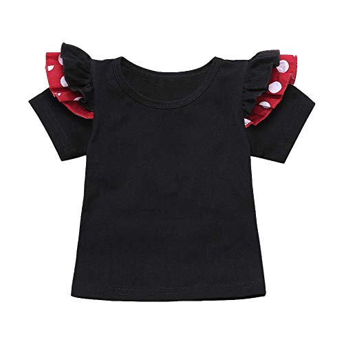 Recién Nacido Infantil Bebé Niña Disfraz de Minnie Mouse Camisa de Algodón Manga Corta Lunares Falda de Tirantes Diadema 3pcs Set para Fiesta Cumpleaños Carnaval Navidad Halloween Negro 04 9-12 Meses