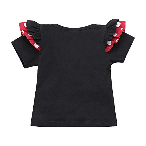 Recién Nacido Infantil Bebé Niña Disfraz de Minnie Mouse Camisa de Algodón Manga Corta Lunares Falda de Tirantes Diadema 3pcs Set para Fiesta Cumpleaños Carnaval Navidad Halloween Negro 04 9-12 Meses