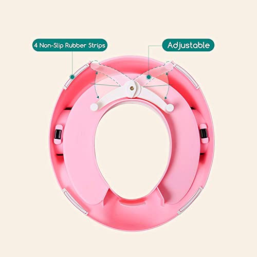 Reductor WC Niños - Portatil Vater para Niños,Reductor de Inodoro Ergonómico para Niños,Reductor de Inodoro con Reposabrazos y 2 PU Almohadillas (Rosa)