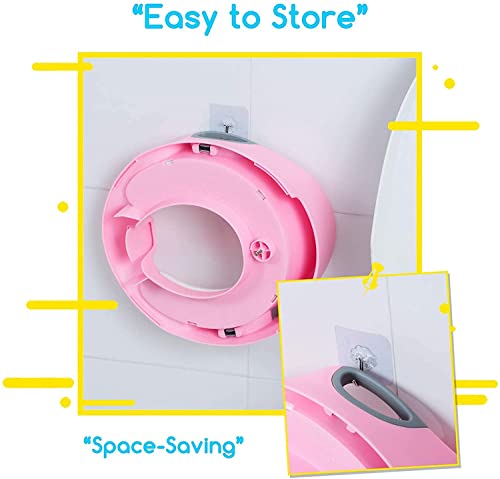 Reductor WC Niños - Portatil Vater para Niños,Reductor de Inodoro Ergonómico para Niños,Reductor de Inodoro con Reposabrazos y 2 PU Almohadillas (Rosa)