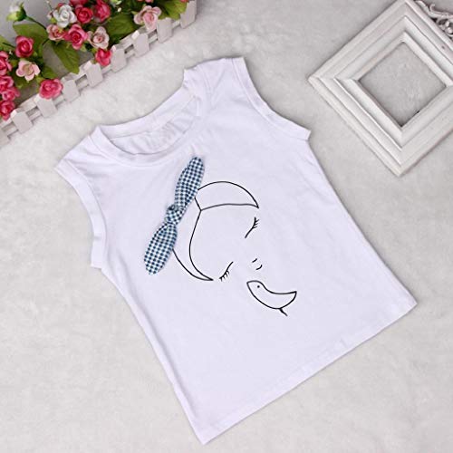 Ropa Bebe Niña Verano 2019 SHOBDW Tops+Pantalones Cortos Bow Camiseta a Cuadros Conjuntos Bebé Niña Ropa Bebé Niña Recién Nacida(Blanco,2-3Años)