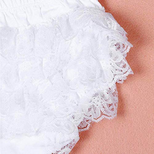 Ruffle Bloomers - Juego de diadema para bebé, diseño de flores, color blanco