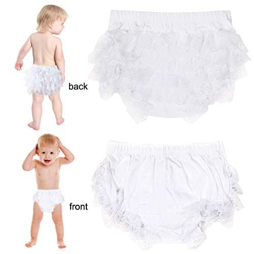 Ruffle Bloomers - Juego de diadema para bebé, diseño de flores, color blanco