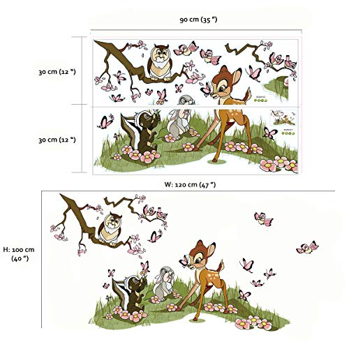 Runtoo Pegatinas de Pared Animales Flores Stickers Adhesivos Vinilo Bambi Decorativas Infantiles Habitacion Bebe