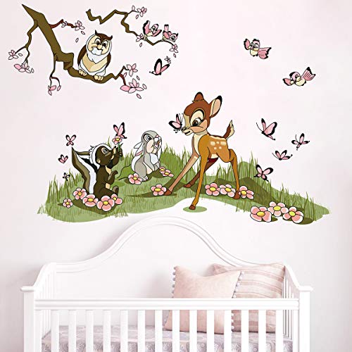 Runtoo Pegatinas de Pared Animales Flores Stickers Adhesivos Vinilo Bambi Decorativas Infantiles Habitacion Bebe