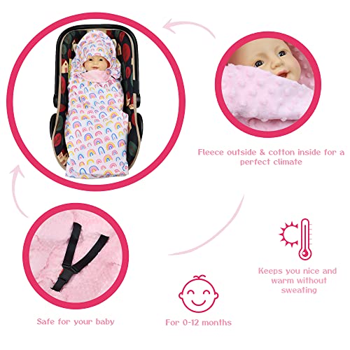 Saco Capazo Bebe,Saco Silla Paseo Universal Manta Envolvente Bebe Algodón 90x90 cm Sacos de Dormir Recien Nacido Regalo Niña,Saco Carro Bebe para Cochecito Maxi Cosi Silla de Coche/Arcoíris