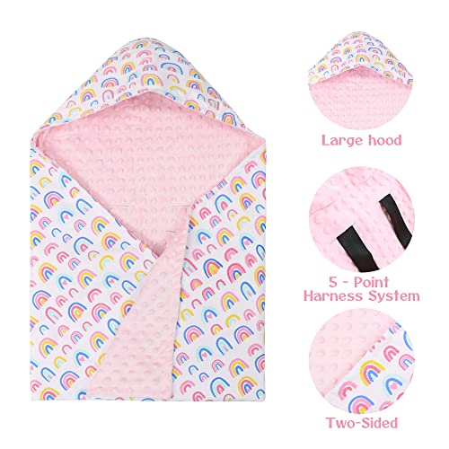 Saco Capazo Bebe,Saco Silla Paseo Universal Manta Envolvente Bebe Algodón 90x90 cm Sacos de Dormir Recien Nacido Regalo Niña,Saco Carro Bebe para Cochecito Maxi Cosi Silla de Coche/Arcoíris