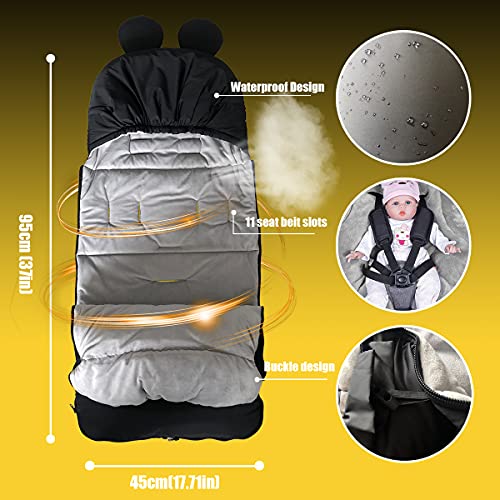 Saco para Silla de Paseo Universal, Saco para Cochecito Bebe, Aire Libre Saco de Silla de Paseo Impermeable Fría Saco de Dormir con Cremallera, para Bebés de 0 a 6 Años