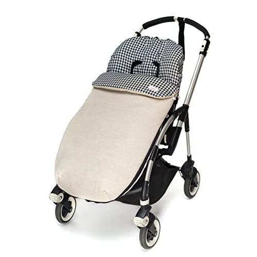 Saco silla paseo universal sacos carrito (Lino&Vichy negro)