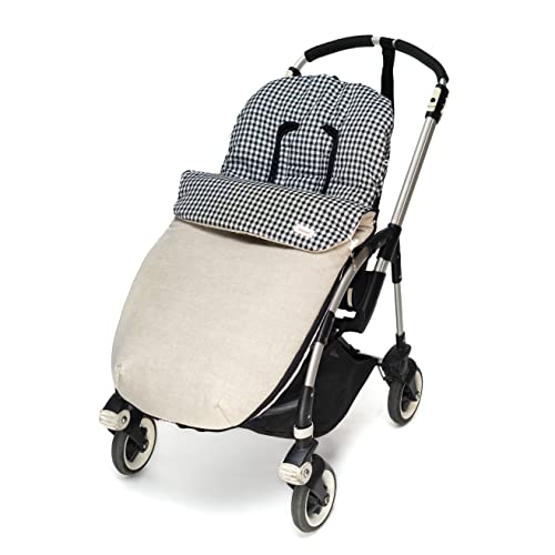 Saco silla paseo universal sacos carrito (Lino&Vichy negro)