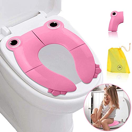 SaponinTree Asiento de Inodoro Plegable, Plegable Viajes Potty Asiento Inodoro Reductor Infantil como Protector, Practico Fácil de Plegar WC Adaptador pare Casa,