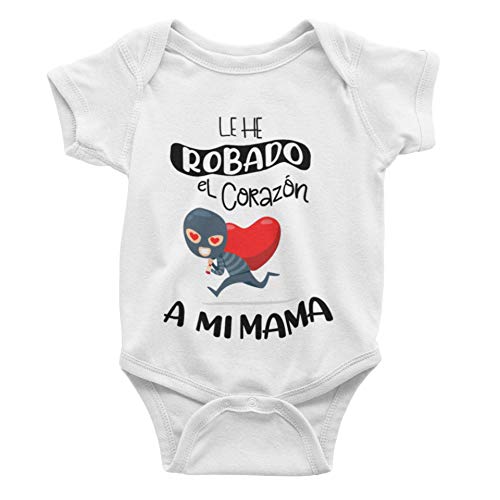 SAQUITOMAGICO Body bebe algodón divertidos para papas y mamas. Bodys con frases graciosas (corazon mama, 0-3 meses)