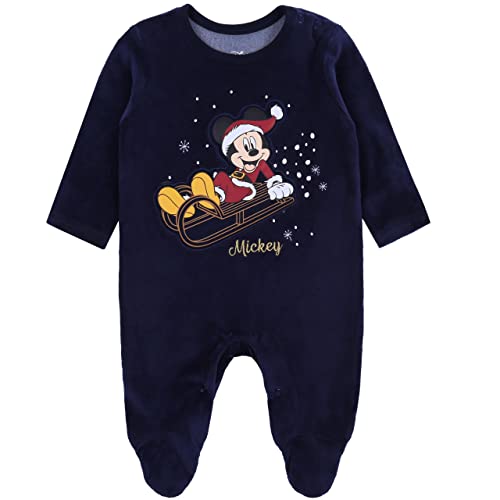 sarcia.eu Mono de Navidad Azul Marino + Gorro de Mickey Mouse Disney, Certificado Oeko-Tex 9-12 Meses