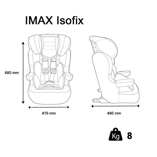 Silla de coche para Bebe isofix IMAX grupo 1/2/3 (9-36kg) con proteccion lateral y el reposacabezas ajustable - made in France - Mickey