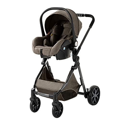 Sillas de paseo Cochecito de bebé 3 en 1 Triciclo Baby Walker Cochecito de alto paisaje Cochecitos plegables Carrito de bebé para bebé 0-36 meses (chocolate)