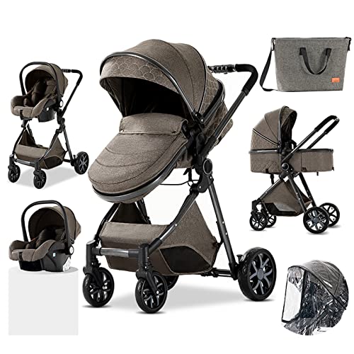 Sillas de paseo Cochecito de bebé 3 en 1 Triciclo Baby Walker Cochecito de alto paisaje Cochecitos plegables Carrito de bebé para bebé 0-36 meses (chocolate)