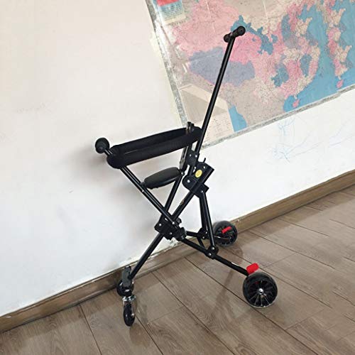 Sillas de paseo Triciclo Triciclo Para Niños Bicicleta Para Niños Al Aire Libre Bicicleta Plegable Niños De 2-3 A 5 Años Andador De Carga Carga 50 Kg ( Color : Black-A , Size : 26*60*86cm )