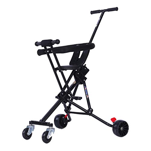 Sillas de paseo Triciclo Triciclo Para Niños Bicicleta Para Niños Al Aire Libre Bicicleta Plegable Niños De 2-3 A 5 Años Andador De Carga Carga 50 Kg ( Color : Black-A , Size : 26*60*86cm )