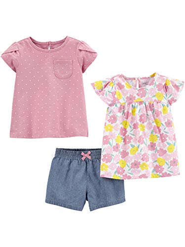 Simple Joys by Carter's Conjunto de Ropa de Juego de 3 Piezas Bebé y Niña Pequeña, Floral, 2 años