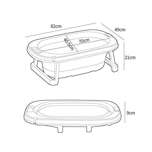 Sinbide Bañera para Bebé y Niño con Indicador de la Temperatura Bañera Plegable para Niños con Cojín de Baño Suave y Taburete Antideslizante de Baño (Rojo)