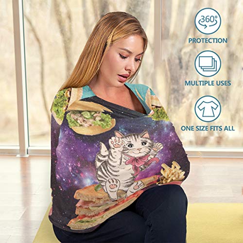 Sinestour Funny Cat Galaxy - Fundas de asiento de coche para bebé - Funda de silla alta elástica para enfermería, toldo multiusos