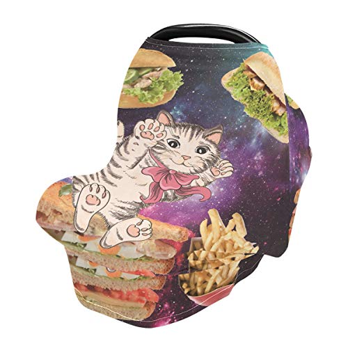 Sinestour Funny Cat Galaxy - Fundas de asiento de coche para bebé - Funda de silla alta elástica para enfermería, toldo multiusos