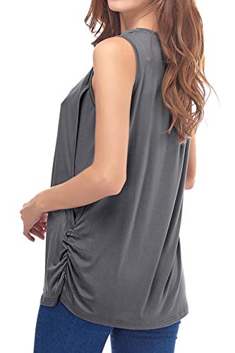 Smallshow Camiseta de Lactancia de Maternidad Ropa Enfermería de Lactancia sin Mangas para Mujer de Verano Dark Grey L