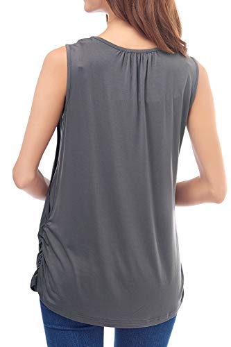 Smallshow Camiseta de Lactancia de Maternidad Ropa Enfermería de Lactancia sin Mangas para Mujer de Verano Dark Grey L