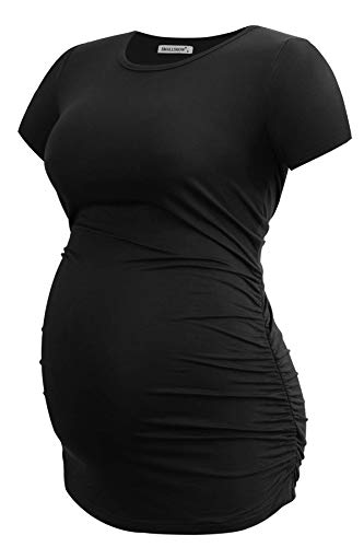 Smallshow Ropa de Maternidad Tops Ropa de Embarazo para Mujeres Pack de 3, Black/Grey/White Stripe L