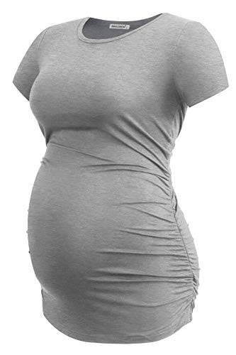 Smallshow Ropa de Maternidad Tops Ropa de Embarazo para Mujeres Pack de 3, Black/Grey/White Stripe L