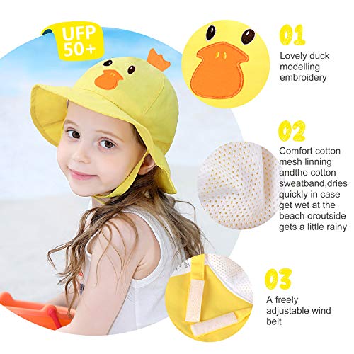 Sombrero para bebé con protección UV UPF 50+ de secado rápido, gorra con visera con protección UV Pato 0-12 meses