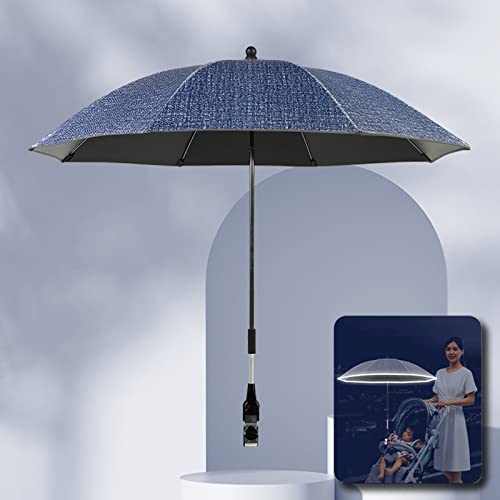 Sombrilla universal para bebé, sombrilla para silla de playa, giratoria en 360°, sombrilla impermeable para carrito, bicicleta, silla de ruedas, buggy, pesca, diseño recordatorio borde reflectante