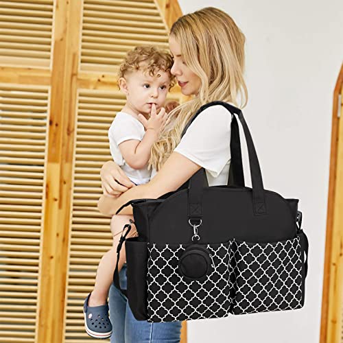 SONARIN Bolsa de Pañales para Bebés,Bolsa de Viaje para Pañales Materna Messenger Bolsos Bandolera Multifunción con Bolsa de Chupete Gran Capacidad para Todos los Accesorios para Bebés(Negro)