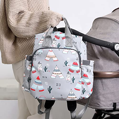 SONARIN Multifunción Mochila de Pañales para Bebé,Bolsa de Pañales Bolsa para Pañales de Viaje Gran Capacidad Impermeable Ligero con Cambiador y Ganchos Carrito Bebé para Mamá y Papá(Gris Claro)