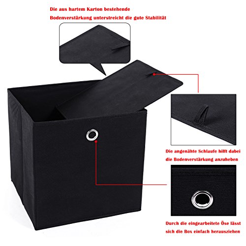 SONGMICS - Organizadores Plegables en Forma de Caja, 4 Unidades, con Agujeros para Dedos, 30 x 30 x 30 cm, Color Negro RFB02H-2