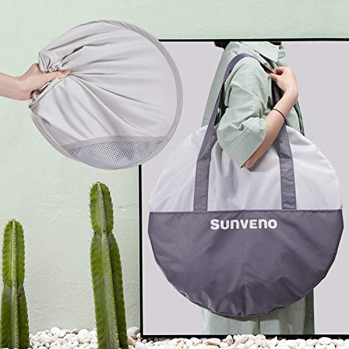 SUNVENO Gran tienda de campaña para bebé, portátil, para viaje, playa, parasol para niños, red desplegable – portátil y lavable, interior y exterior (blanco)