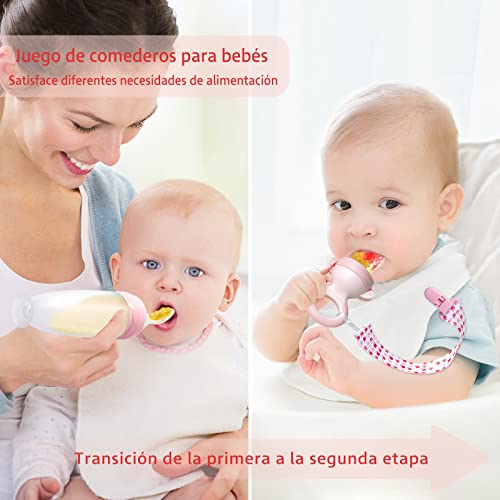 Termichy Alimentador de comida para bebés, alimentador de chupete de frutas para aliviar la dentición del bebé, cuchara de silicona suave para la primera etapa de la alimentación del bebé