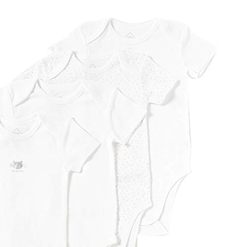 TEX - Pack 4 Bodys Unisex Manga Corta, Blanco Neutro, 9 meses