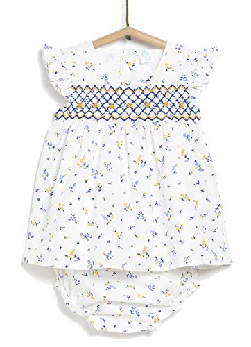 TEX - Vestido Estampado con Braguita para Bebé Niña, Blanco Neutro, 36 Meses