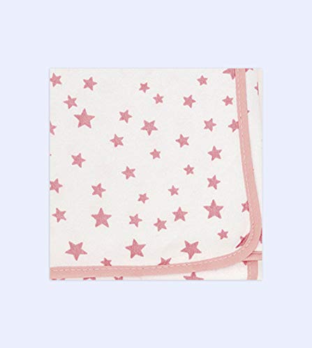 Ti TIN | Arrullo para Bebé de Doble Capa de Punto Suave y Absorbente 100% Algodón con Doble Tejido Interlock 2x180gr | Color Rosa | Estampado Estrellas