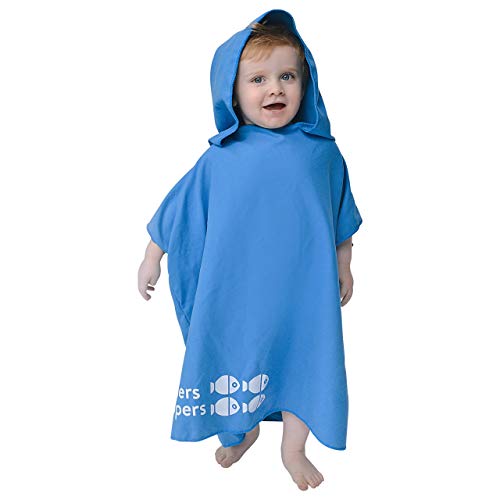 Tiddlers & Nippers Toalla Bebe con Capucha | Capa baño para niño o niña | Albornoz Poncho de Microfibra Ligero y Super Absorbente | Ideal para Playa, Piscina o de Viaje | Colores Azul y Rosa