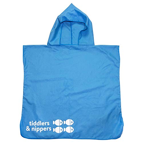 Tiddlers & Nippers Toalla Bebe con Capucha | Capa baño para niño o niña | Albornoz Poncho de Microfibra Ligero y Super Absorbente | Ideal para Playa, Piscina o de Viaje | Colores Azul y Rosa