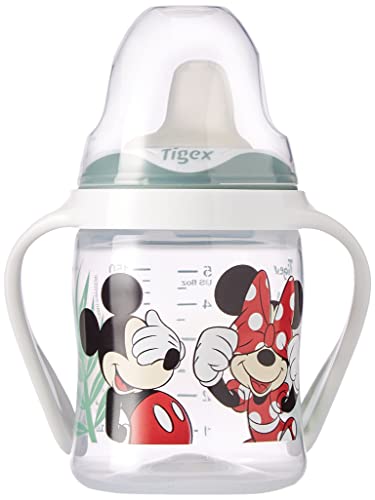 Tigex taza para sorber | Taza para niños a prueba de fugas | 150 ml | Asas desmontables | Tapa protectora | Disney Minnie y Mickey Mouse